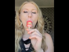 Hot Blonde Sucks Popsicle