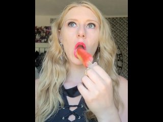 Hot Blonde Sucks Popsicle