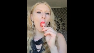 Hot Blonde Sucks Popsicle