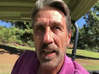 My huge dick peeking out of my pants on the golf course!