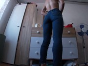 Preview 1 of Creampied pussy in ripped jeans 4K