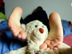 Foot smothering and trampling teddy bear (czech soles