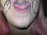 Wife swallow huge cumshots! Cheating, wife with mouthful of cum!