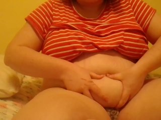 jiggle, bbw, thigh slapping, weight gain belly