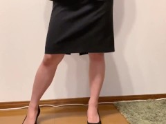 Video japanese office worker  cum onto office skirt