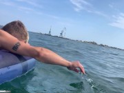 Preview 1 of Girlfriend Sucking in the Sea - Outdoor Cum in Mouth