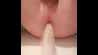 Ass play and gape with hands free cumming
