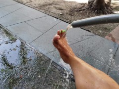 Wet Latina Feet in Public