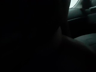 Risky car_pounding outside her dads house in the storm, almost caught!