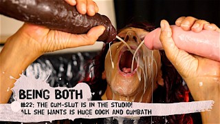 #28 Trailer-Cum-Slut Ve Studiu Vše, Co Chce, Je Hluboce Točící Obrovský POHOUT A Stříkající Sprcha, Obojí