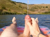 Russian boy swimming on the lake humiliates and smacks a virtual fag