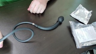 Plug anal inflável de silicone construído em metal Ball Dog Puppy Tail Butt unboxing