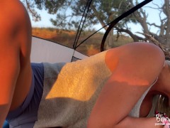 Video Teen Blonde with Big Ass Fucks in an Open Tent while Camping - Amateur Couple BlondeAdobo