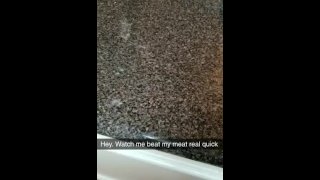 Dad beats his meat in the kitchen