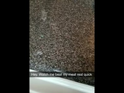 Dad beats his meat in the kitchen