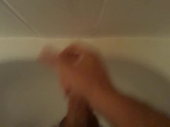 Early morning cumshot on shower wall