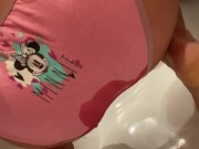 Preview 6 of Teen pee in her panty. Piss and play with her pussy