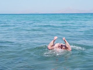 Gay nudist beach swimmer