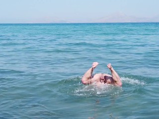 Gay Nudist Beach Swimmer