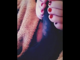 red toenails, pretty toes, interracial, vertical video