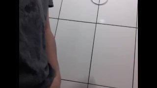 big dick spinning on bathroom -