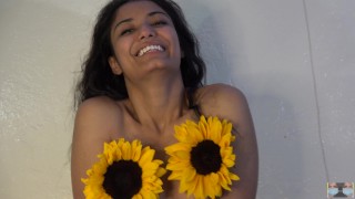 Will you fuck my armpits? Topless Sunflower Asian Girl Shows Off Armpits