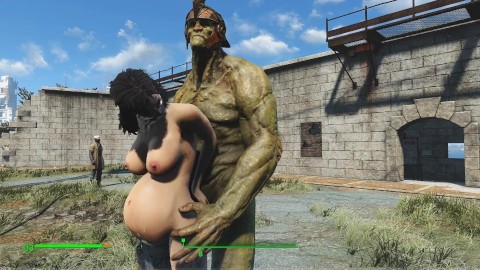 Огромный орк грубо трахнул брюнетку | PC Game, Fallout Porno