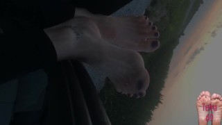 zonsondergang met tetras voeten