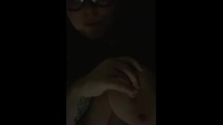 Amateur bbw milf plays with massive tits on snap