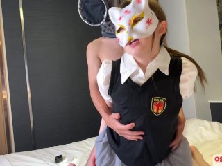 Horny Japanese with School Costume Enjoys Sex of Cowgirl, Doggy and Creampie. Sakura 7 OSAKAPORN