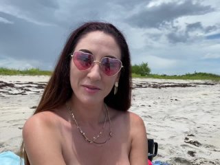 Hot Italian Babe topless on beach fucks and gets huge cum shot on her face by Original MILF Hunter screenshot number 1