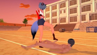 BNA - Brand New Animal - Michiru Kagemori footjob (3D Hentai)