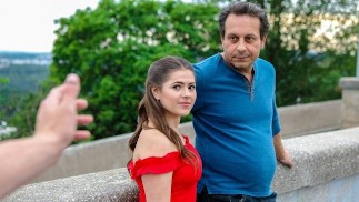 HUNT4K. Naughty chick in bright dress sucks dick and gets nailed by stranger for money