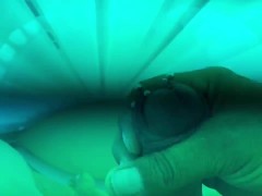 Public Tanning Bed- Edging leads to CUMSHOT
