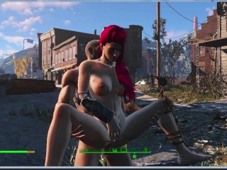fallout 4 sex mod, fallout 4 nude mod, красные волосы, butt