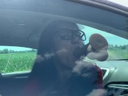 Preview 5 of I Got Horny While Driving So I Stop To Fuck My Dildo In The Car For A Bit