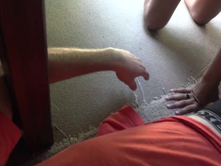 Get me out of here! Strange Girl in tent attacks cock and rides it well