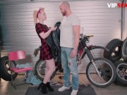 Preview 2 of PinUpSex - Misha Cross Big Ass Polish Blonde Beauty Passionate Fuck On Boyfriend's Bike