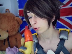 Tracer (Overwatch) Shows you how to wear a condom with her mouth | Safety first!