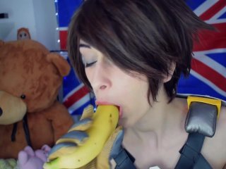 Tracer (Overwatch) Shows you how to wear a condom with her mouth  Safety first!