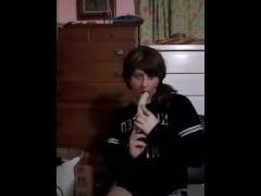 I give my dildo a sloppy blowjob