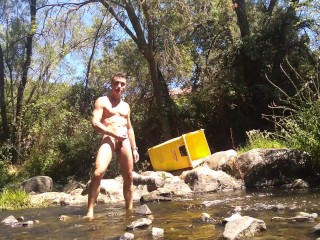 I'm Wanking Naked in a River until Emptying my Balls with a Great Cumshot