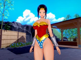 anime, cartoon, wonder woman, pussy licking