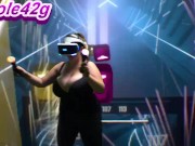 Preview 2 of Nicole42g plays Beat Saber. S1 Ep1b: "Boundless" Playing in Bra! Difficulty Normal:)