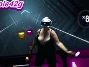 Preview 4 of Nicole42g plays Beat Saber. S1 Ep1b: "Boundless" Playing in Bra! Difficulty Normal:)