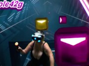 Preview 5 of Nicole42g plays Beat Saber. S1 Ep1b: "Boundless" Playing in Bra! Difficulty Normal:)