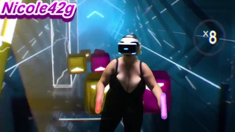 Nicole42g plays Beat Saber. S1 Ep1b: "Boundless" Playing in Bra! Difficulty Normal:)