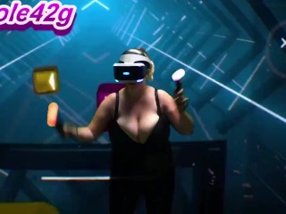 Nicole42g plays Beat Saber. S1 Ep1b: “Boundless” Playing in Bra! Difficulty Normal:)