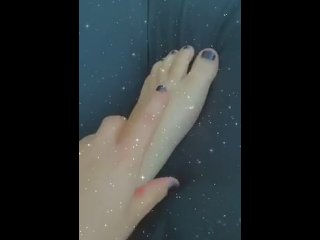 solo girl, foot rubbing, big boobs, lingerie