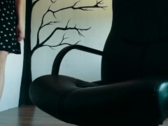 Video Slutty girl secretly plays with wet pussy under the table, masturbates in the office